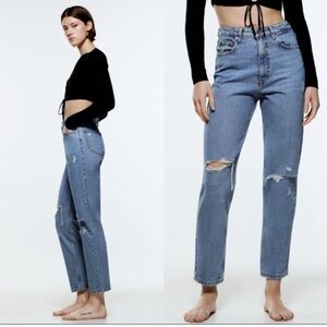ZARA The '90S Mom Fit Distressed Jeans